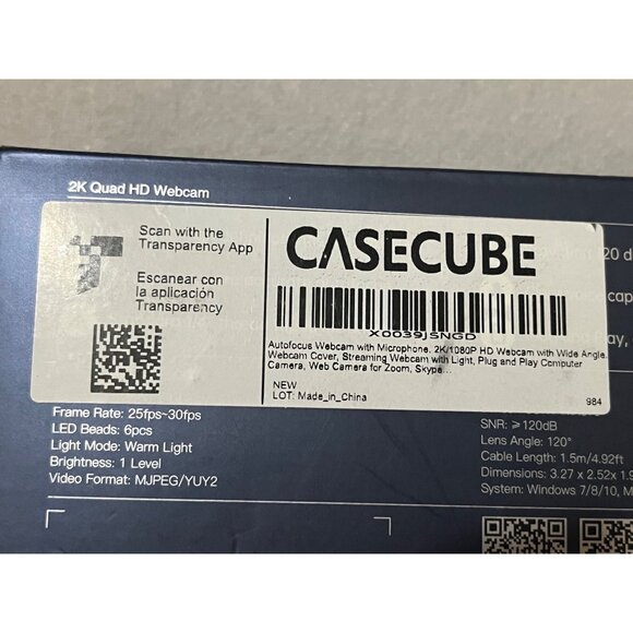 Casecube 2K Quad HD Webcam With Adjustable Stand & Built-In Microphone Open Box - Picture 8 of 11